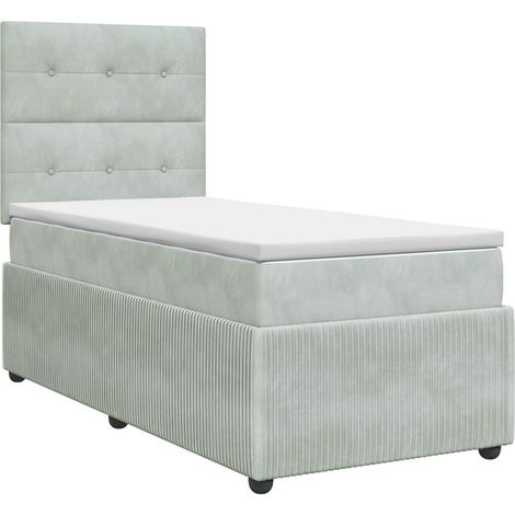 Boxspringbett mit Matratze mit Kopfteil Hellgrau Einzeln Samt vidaXL (1/5)