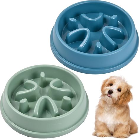 2 Pieces Anti-Glutton Dog Bowl, Antiglutton for Dogs, Slow Food for Small and Medium Pets, Interactive Bowl for Slow Feeder and Cat (1/5)