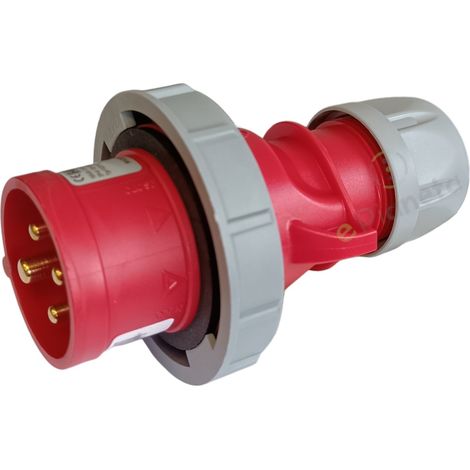 Spina industriale volante 400V CEE 6H 3P + T 16A IP67 per esterno impermeabile rosso (1/2)