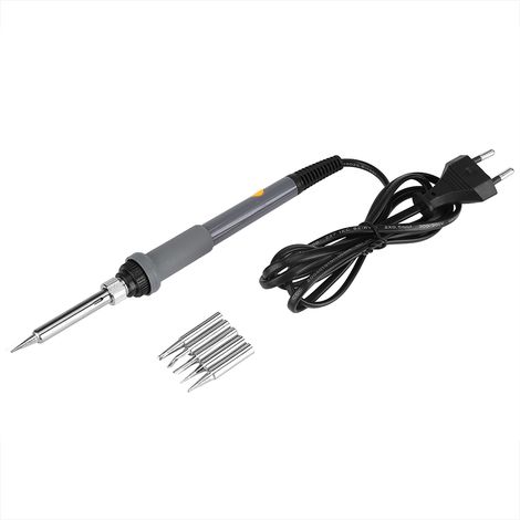 Fer à souder électrique 60W réglable en température kit outil manuel avec 5 pointes de soudure fiche UE 220V (1/5)