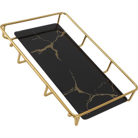 Plateau de salle de bain moderne et élégant, antidérapant, organisateur de rangement pour évier de cuisine, noir, taille L (1/5)