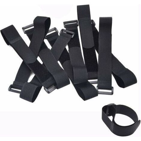 Lot de 10pcs Attache Câble, Sangles à Scratch Réglables avec Boucle en Plastique (300 mm x 20mm) (1/4)