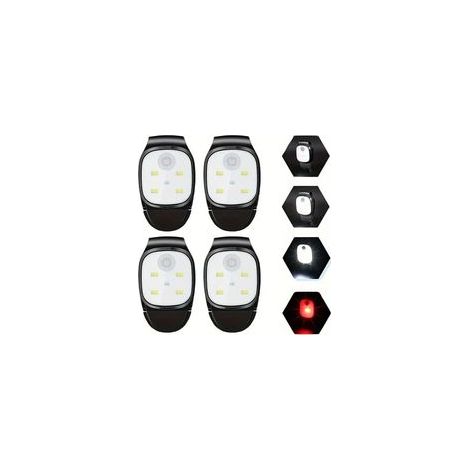 Linterna LED con clip de 4 piezas, reflectante, recargable por USB, con 4 modos de iluminación, mini linterna frontal para correr, trotar y pescar al aire libre.