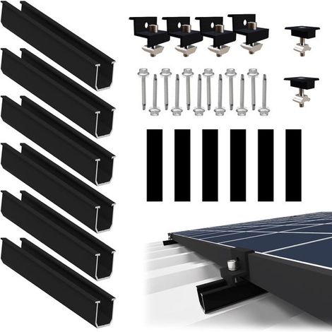 Kit de montaje ajustable de seis piezas para paneles solares, soporte para panel solar (1/5)