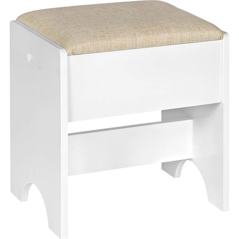 WOLTU Taburete Tocador, Taburete Maquillaje para Dormitorio, Beige+Blanco
