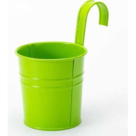 2 macetas colgantes de metal, macetas de hierro con orificio de drenaje, perfectas para la decoración del jardín (verde) (1/5)