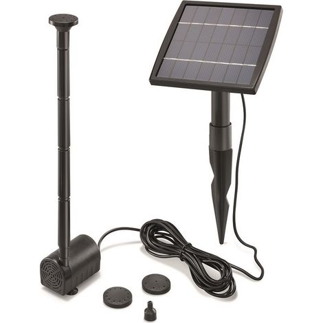 Esotec – Pompe fontaine solaire 1,5W – Débit max 140L/h – Hauteur refoulement 0,6m – 4 buses gicleurs incluses