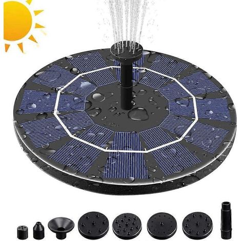 Pompe à eau solaire 3,0 W pour bain d'oiseaux avec batterie de secours 3,7 V 1200 mAh, pompe à eau solaire flottante portable et autoportante (1/5)