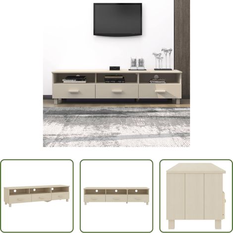 Fernsehschrank Holz - TV-Schrank HAMAR Honigbraun 158x40x40 cm Massivholz Kiefer (1/5)