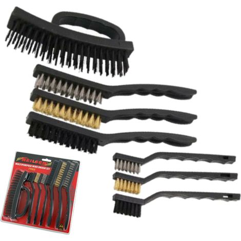 Neilsen 7pc Multipurpose Mini Wire Hand Brush Ideal for Rust Dirt Removal Set