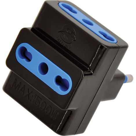 Alcapower Adattatore Triplo 16A Presa 3 Poli Italia Spina 16A 250V Colore Nero - Massima Affidabilità e Sicurezza per il Tuo Impianto Elettrico (1/2)