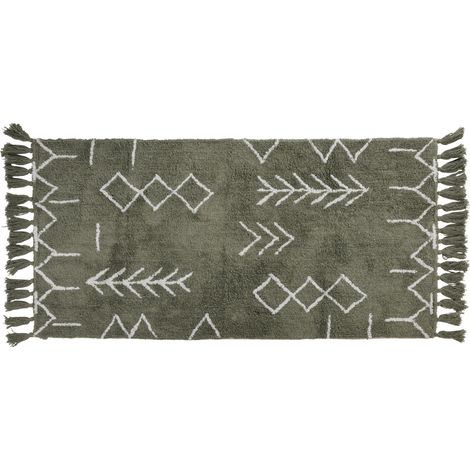 Tappeto da bagno peloso in cotone Antiscivolo con motivo Boho e Nappe -60 x 90 cm (1/3)