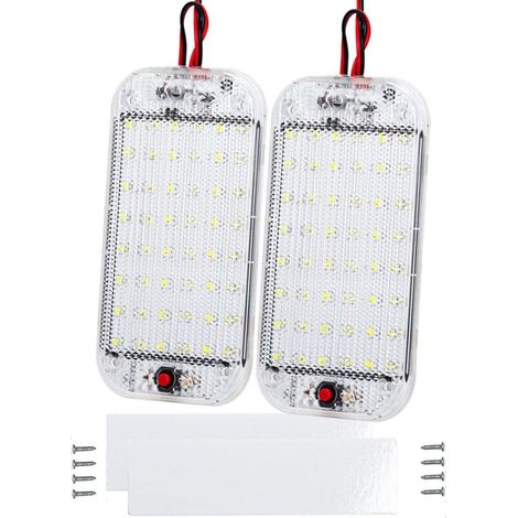 Set mit 2 LED-Innenraumleuchten 12V - 85V - 48 LEDs - Innenbeleuchtung für Auto, Wohnmobil, LKW, Boot, Wohnwagen