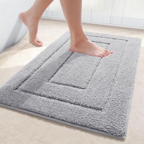 Rutschfeste Mikrofaser-Badematte, waschbar, weich, saugfähig, fürs Badezimmer, grau, 40 x 60 cm
