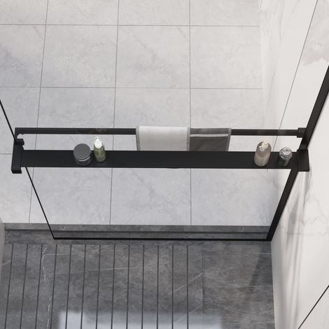 Shower Shelf for Walk-in Shower Wall Black 90 cm Aluminium vidaXL