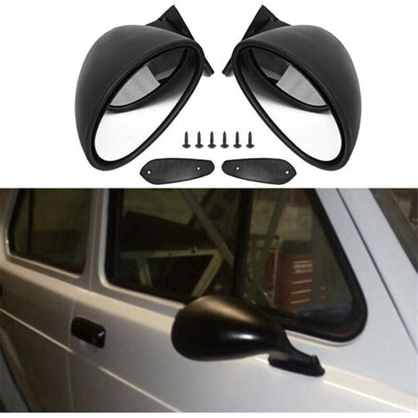 Espejo retrovisor lateral universal negro mate estilo vintage para puertas de coches clásicos.