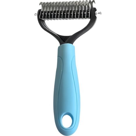 Brosse démêlante double face pour animaux bleu 17 dents grand (1/5)