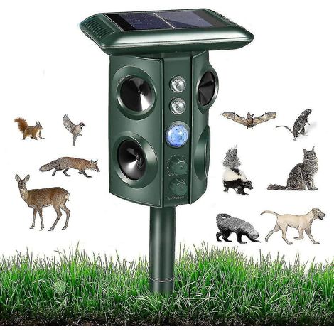 Répulsif à ultrasons pour animaux, effaroucheur de pigeons solaire étanche (1/4)