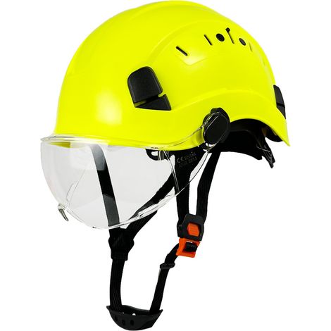 Casque de chantier CE antichoc – Ajustable à cliquet – Visière rétractable – Matériau ABS – Protection optimale sur chantiers