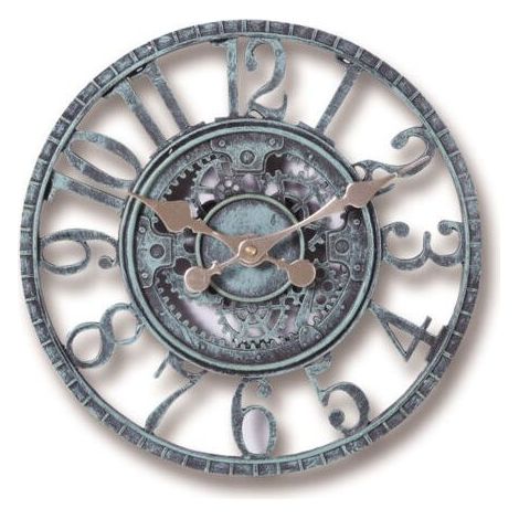 Außenwanduhr, 30 cm wasserdichte Gartenuhr, dekorative Retro-Uhr für Zuhause, Küche, Wohnzimmer - nicht geräuschlos (Türkis) (1/4)