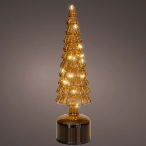 Albero di Natale girevole in vetro marrone con micro LED (1/2)