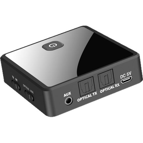 Émetteur 5.0 (optique, AUX 3,5 mm, RCA), adaptateur audio sans fil Bluetooth rechargeable à faible latence pour TV, PC, voiture/chaîne hi-fi, haut-parleurs, double connexion (1/5)