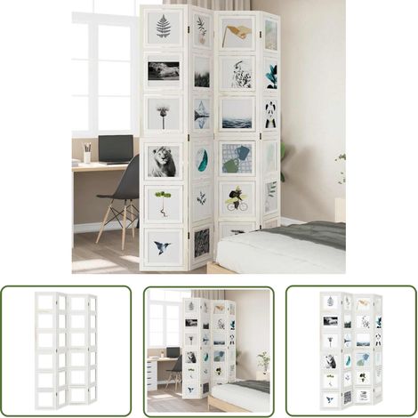 The Living Store 4-tlg. Raumteiler Weiß Massivholz Paulownia - Raumteiler - Holzparavent - Paulowniaholzmöbel - Dekorative Raumteilung - Privatsphäre Schaffen