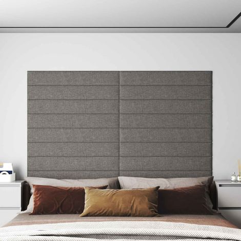 Wandkopfteilen 12 pcs Hellgrau 90 x 15 cm Stoff