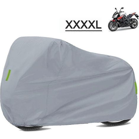 Universelle, wasserdichte Motorradabdeckung mit UV-Schutz, Regenschutz gegen Staub, 210D, passend für Honda, Suzuki, Kawasaki, Yamaha und BMW – Silber, Größe XXXXL