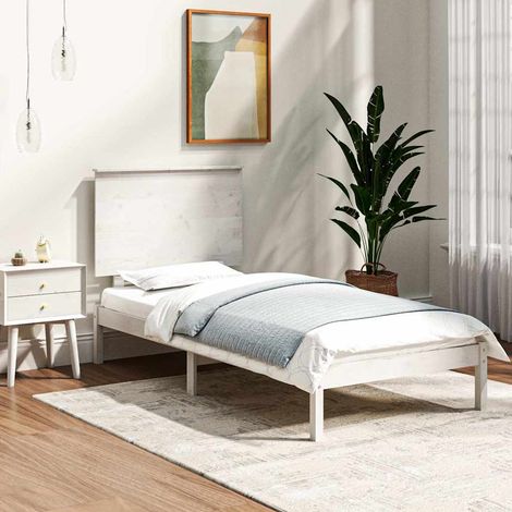 vidaXL Estructura cama sin colchón madera maciza pino blanca 100x200cm (1/5)