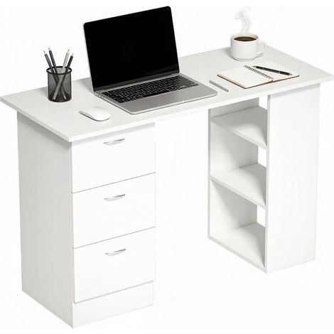 Escritorio ordenador con 3 cajones y estantes 120 cm OKMYHOME (1/2)