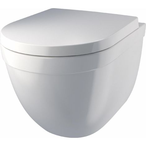 Primaster Wand WC spülrandlos Megara Tiefspüler weiß inkl. WC Sitz Wand-Tiefspül-WC (1/3)