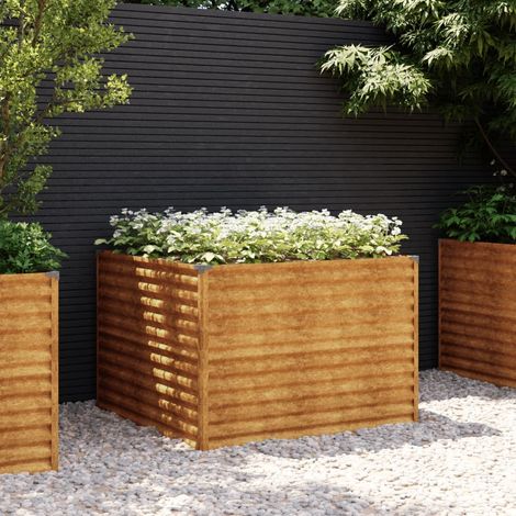 Jardinière Relief Acier Corten 100 X 100 X 69 cm. Aspect Rouille, Très tendance. Jardin, Patio, Balcon (1/5)