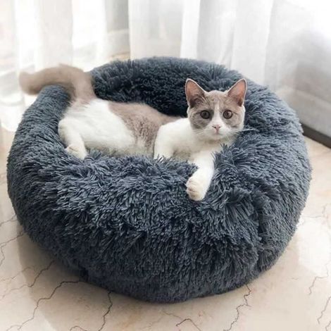 1x Nid pour chat et chien, Tissu doux et respirant, Diamètre 50CM, Gris foncé, Pour animaux moins de 4kg