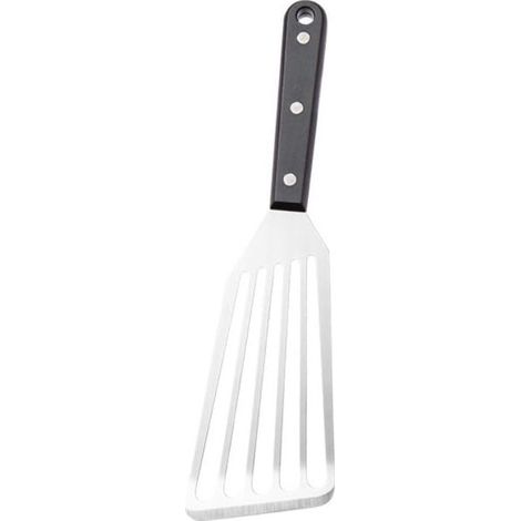 1 spatule à poisson en acier inoxydable, pelle à frire, manche en bois, spatule à steak fendue, spatule en métal polyvalente pour la cuisine (poignée en plastique S) (1/3)