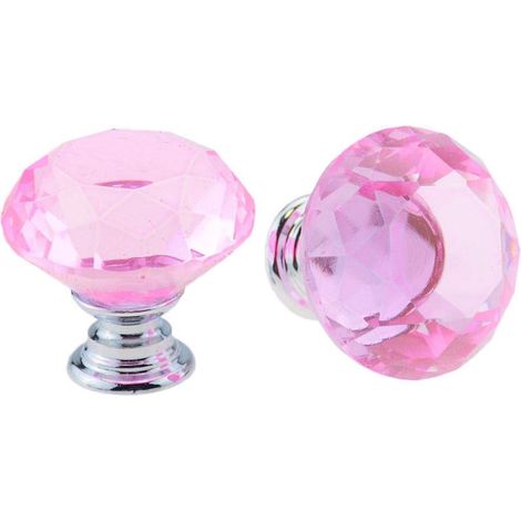 Poignées de porte en cristal à motif diamant, boutons meuble, lot (1/4)