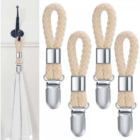 4 Pièces Pince à Serviette, Accroche Torchon, Crochet Torchon Porte Serviette Salle de Bain, Clips Porte-Torchon Placards Serviettes Suspendues (1/5)