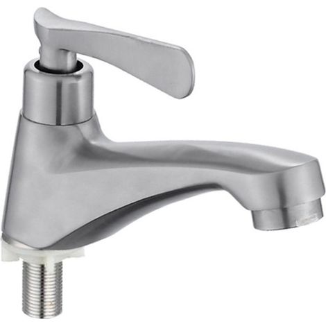 Robinet Lavabo - Acier Inoxydable 304 - Froid Uniquement - Pour Lavabo Sur Plan De Travail - Argent - 1 Pièce (1/5)