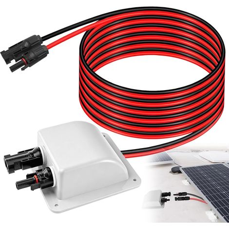 Passe-câble solaire pour toit - Double passe-câble avec câble solaire de 2 m - Connecteur de câble pour panneaux solaires photovoltaïques RV - Blanc (1/5)