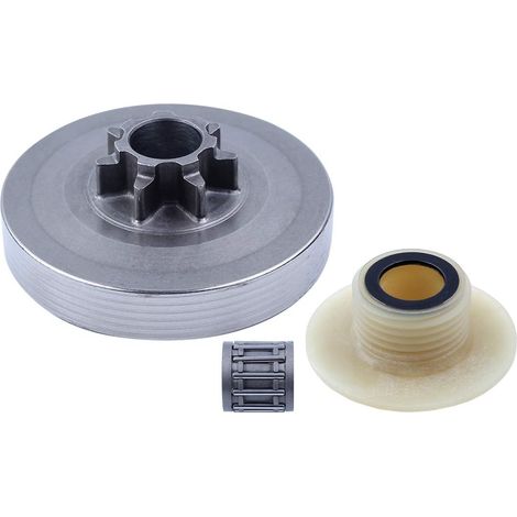Tambour d'embrayage .325"-7T avec pignon hélicoïdal pour tronçonneuse chinoise 45cc 52cc 58cc 4500 5200, 1 tambour d'embrayage, 1 roulement d'embrayage, 1 engrenage hélicoïdal (1/5)