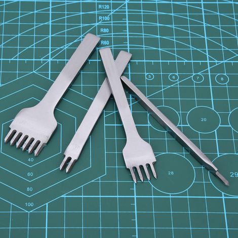 outils de maroquinerie DIY, emporte-pièces pour trous de cuir espacés de 3 mm, outil de couture à 1+2+4+6 dents (1/5)