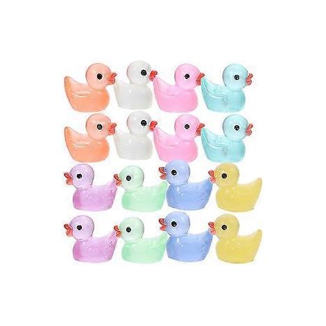 30 Mini-Enten-Gartenfiguren, bunte Mini-Enten-Dekoration aus Kunstharz, leuchtende Statuen