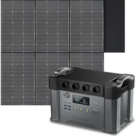 ALLPOWERS S2000Pro Station électrique portable 1451Wh, 4 prises CA 2400W, générateur solaire avec panneaux solaire pliables de 600W, Chargement rapide, camping-car, balcon, jardin