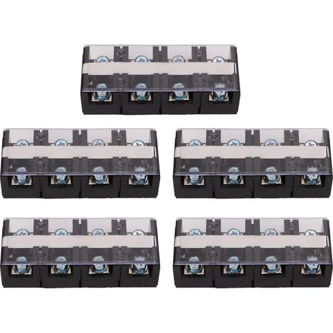 5Pcs Screw Terminal Strip Blocks 60A 4 Positions Copper Plastic 60A Terminal Block for Electrical Connection