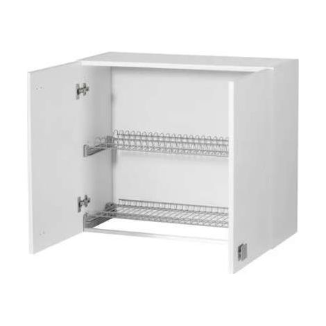 Pensile scolapiatti per cucina Bianco Frassinato con 2 ante Cm 80x33xH 69 - consegnato già montato