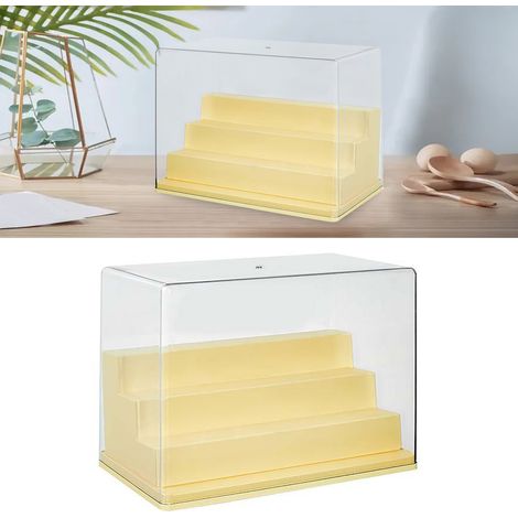 Socle de statue avec revêtement transparent et anti-poussière, en forme d'échelle, étagère haute pour chambre et salon, jaune (1/5)