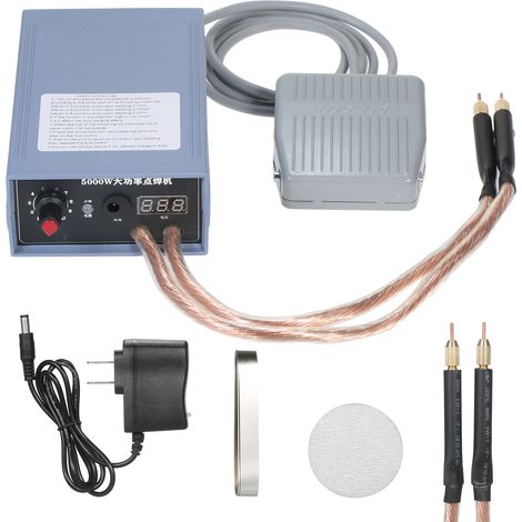 POSTE À SOUDER PAR POINTS 5000W, PORTABLE, 0-800A RÉGLABLE, SOUDURE BATTERIE LITHIUM, PRISE UE (1/5)