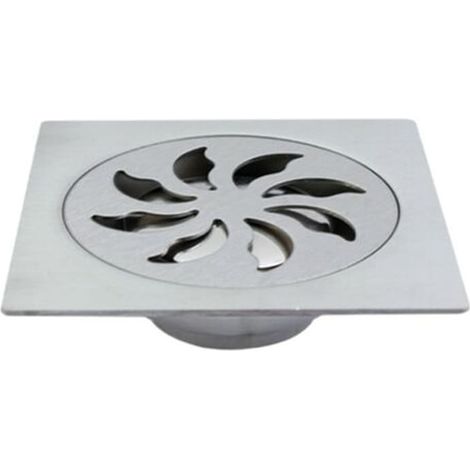 Piège de douche avec grille et couvercle amovible, Acier inoxydable, 15x15cm, Argent, protection complète contre les chocs (1/5)