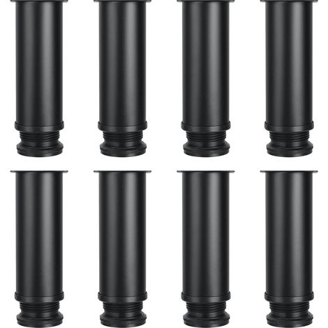 Lot de 8 Pieds Réglables Meubles, Acier Inoxydable, Noir, Ø50mm, Hauteur 150mm, Charge 150kg, Pour Canapé Table Armoire (1/5)