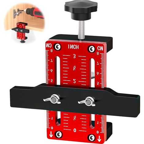 Posizionatore per ante di armadi: 1 pezzo,altezza regolabile 0-60 mm,compatto e portatile (rosso),1 pezzo,legno,rosso,60 mm (1/2)